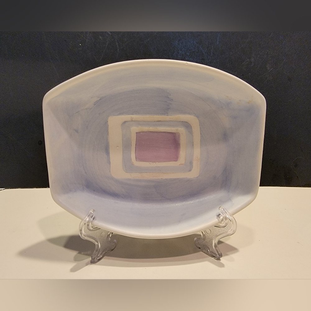 SKL/ WW Pastel Pottery Dish Blue,  White and Lavender 6"×4.5" Pre-owned